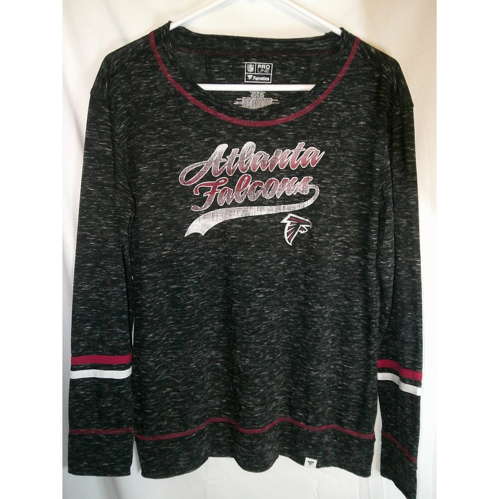 Fanatics Atlanta Falcons NFL Long Sleeve T-Shirt Top Heathered Black M
